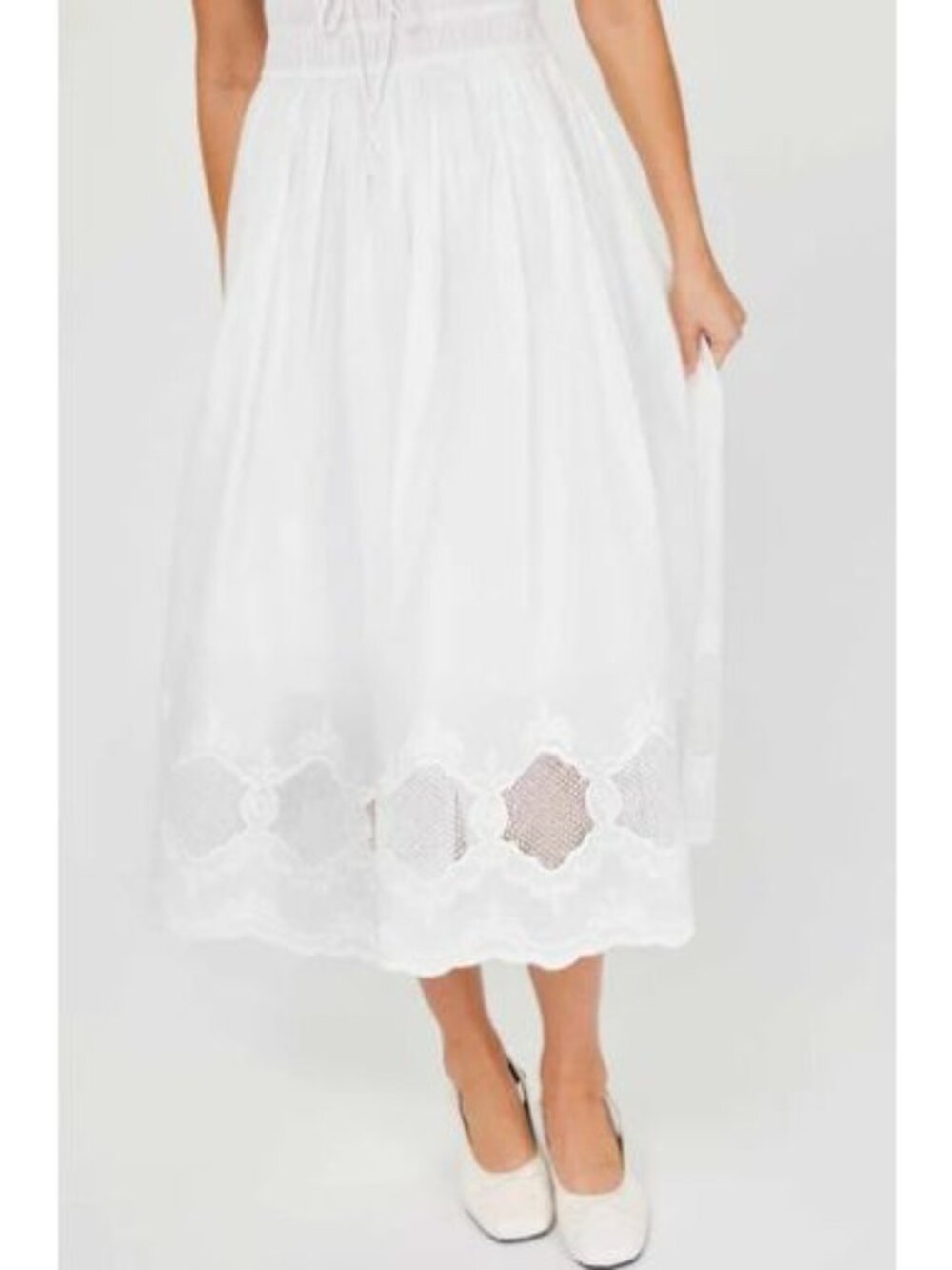 Current Air Los Angeles Women White Cotton Leia Embroidered Midi Dress Sz S 3580 - Picture 12 of 15